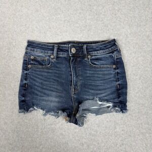 American Eagle Hi Rise Shortie Super Stretch Denim Jean Shorts Blue Size 4